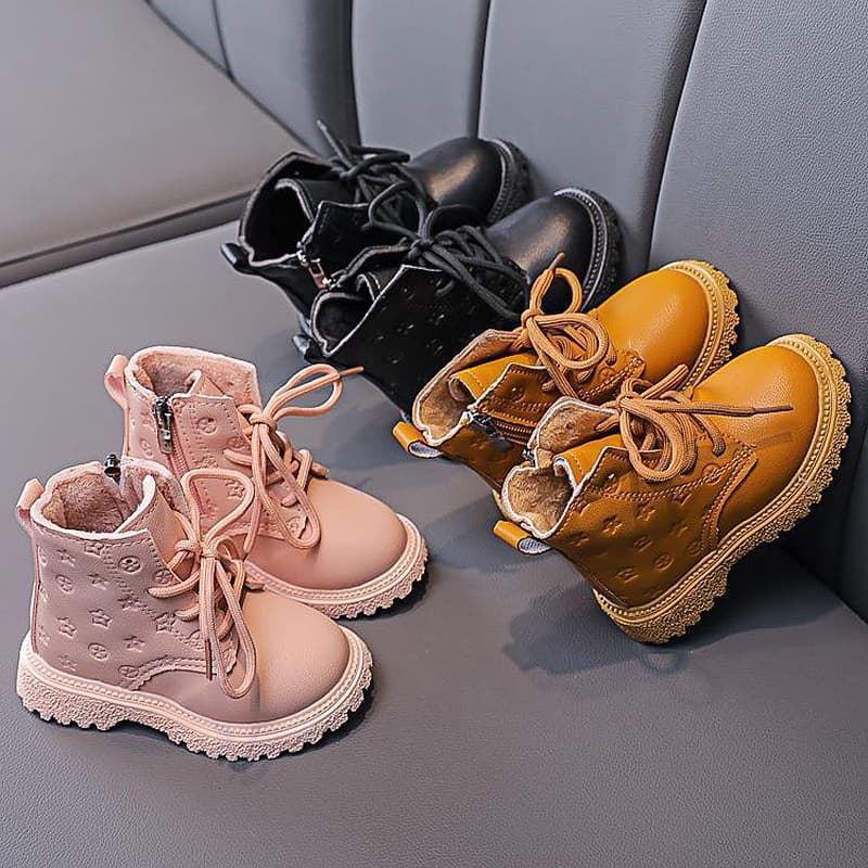 SHLIANG Kid Fashion Boots Autumn Winter Boys British Plush Short Boot Girl Ankle Boots Boy/ Girls Boots Children Shoes Y0057