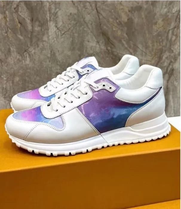 Baskets homme Run Away, style vintage Abloh, en cuir de veau, semelle compensée en caoutchouc, idéales pour les fêtes et les mariages.