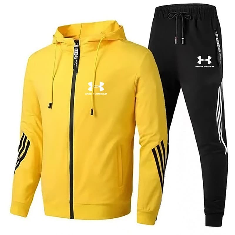 2023 printemps et automne hommes loisirs sport ensemble trois barres à capuche fermeture éclair pull pantalon à la mode ensemble de sport