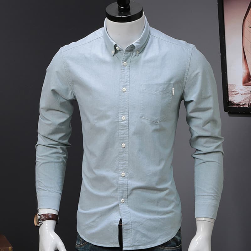 Chemise à manches longues printemps automne nouvelle version coréenne tendance en pur coton pour homme, décontractée et élégante.