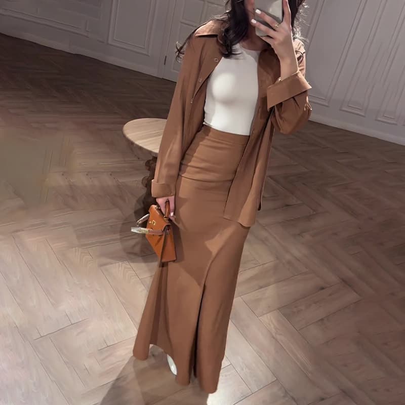 Women's Clothing casual fashion comfortable shirt high waist hip slim skirt suit