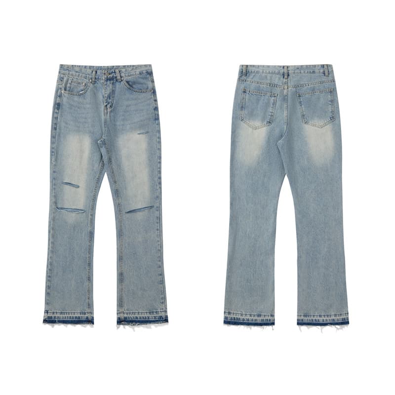 Men's Clothing Trendy Brand Washed Old Loose Hole Cleanfit Jeans