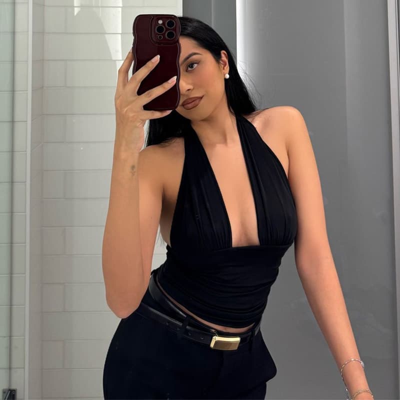 Women's Clothing New Style Versatile Smooth And Comfortable Multi Color Suspenders Elastic Fashion Halter Neck V Neck Vest Female Summer