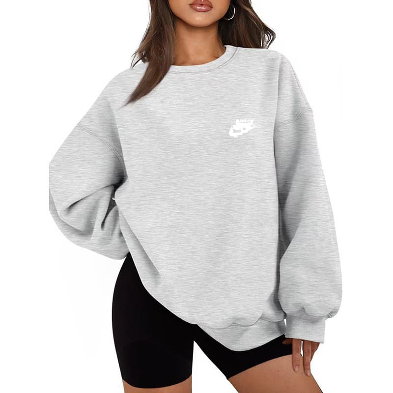 Sweat-shirt ample à col rond pour femme, imprimé de marque tendance printemps, automne et hiver