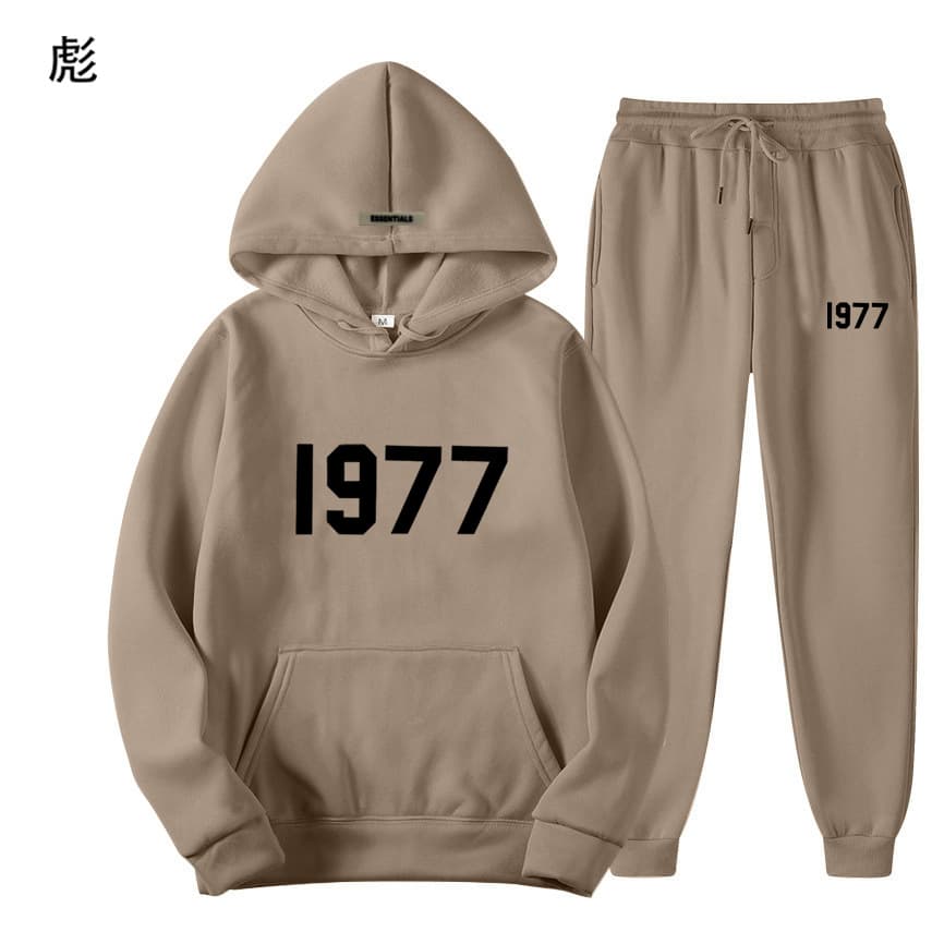 Ensemble pull polaire ample ESSENTIALS Double FOG Fashion Brand High Street, sweat à capuche unisexe avec inscription 1977.