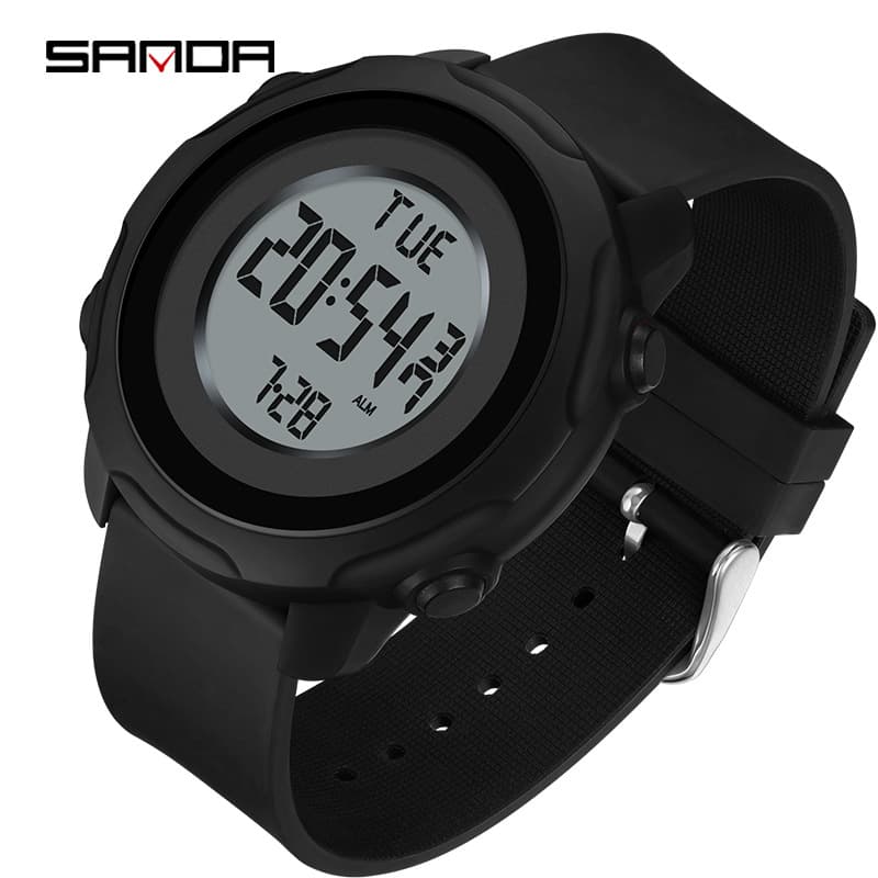Sanda Single Display Electronic Student Alarm Clock Sports Night Glow Waterproof Shockproof Multi functional Watch for
