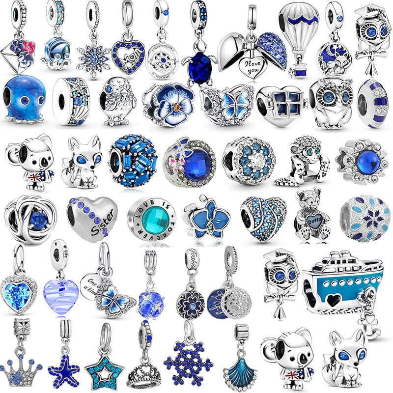 Blue Pansy Diamond Pendant Beaded Bracelet - DIY Jewelry For Women (Multiple Styles)