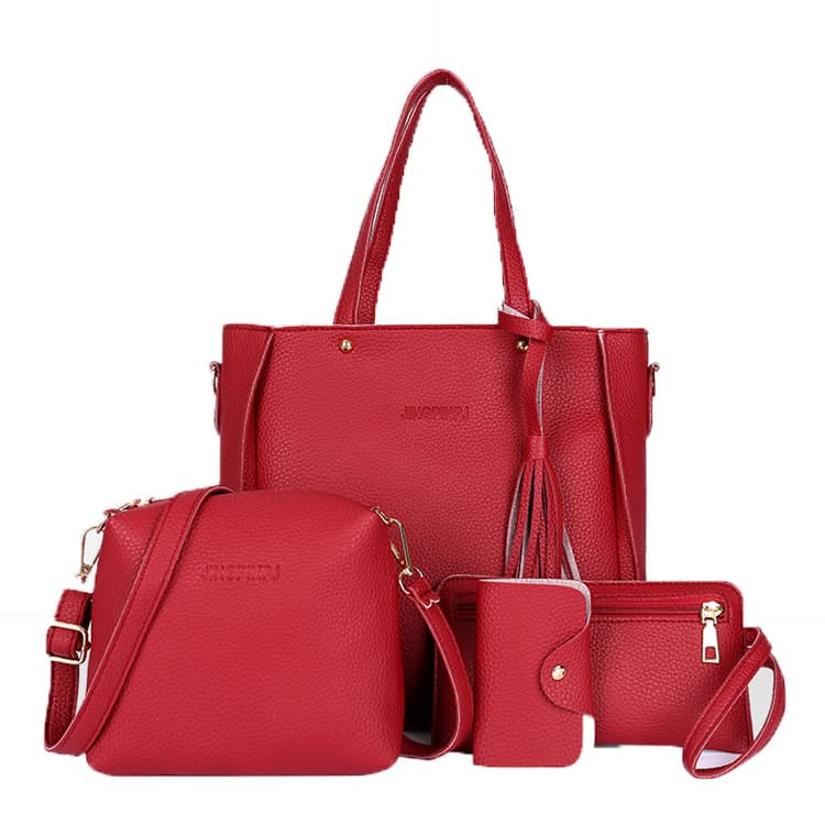 Women's Bags New Lychee Pattern Four Piece Women's Bag Fashionable And Simple All Match Handbag Large Capacity Women's Bag Trend
