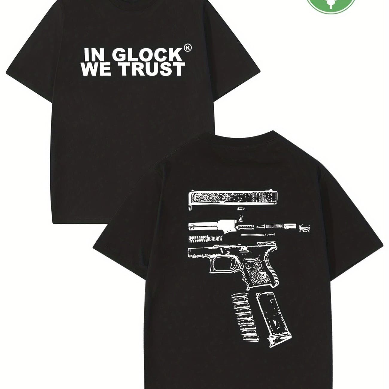 Herren-T-Shirt Mit Grafik Im Glock-Stil, 100 % Baumwolle, Schweißableitend, Atmungsaktiv, Hochwertiges Freizeit-T-Shirt Für Einfache Bewegung, Perfekt