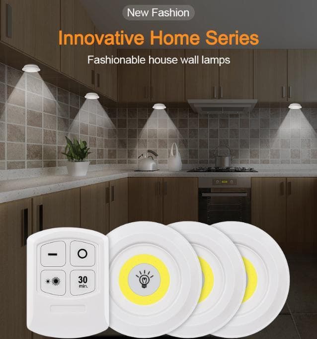 1PC LED Light COB Under Cabinet Light Night Light Wireless Remote Control Dimmable Wardrobe Lamp 3W Super Bright Closet Lighting