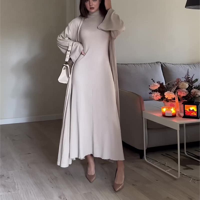 Women's Clothing new temperament high collar leisure loose solid color slim shawl suit skirt