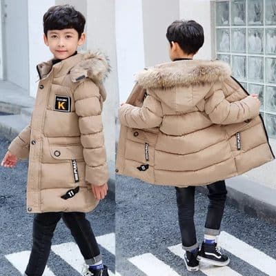 Mother & Kids Winter 2025 New Style Winter Coat Thickened Boys' Medium And Long Cotton Padded Coat Cotton Padded Coat For Middle And Large Children