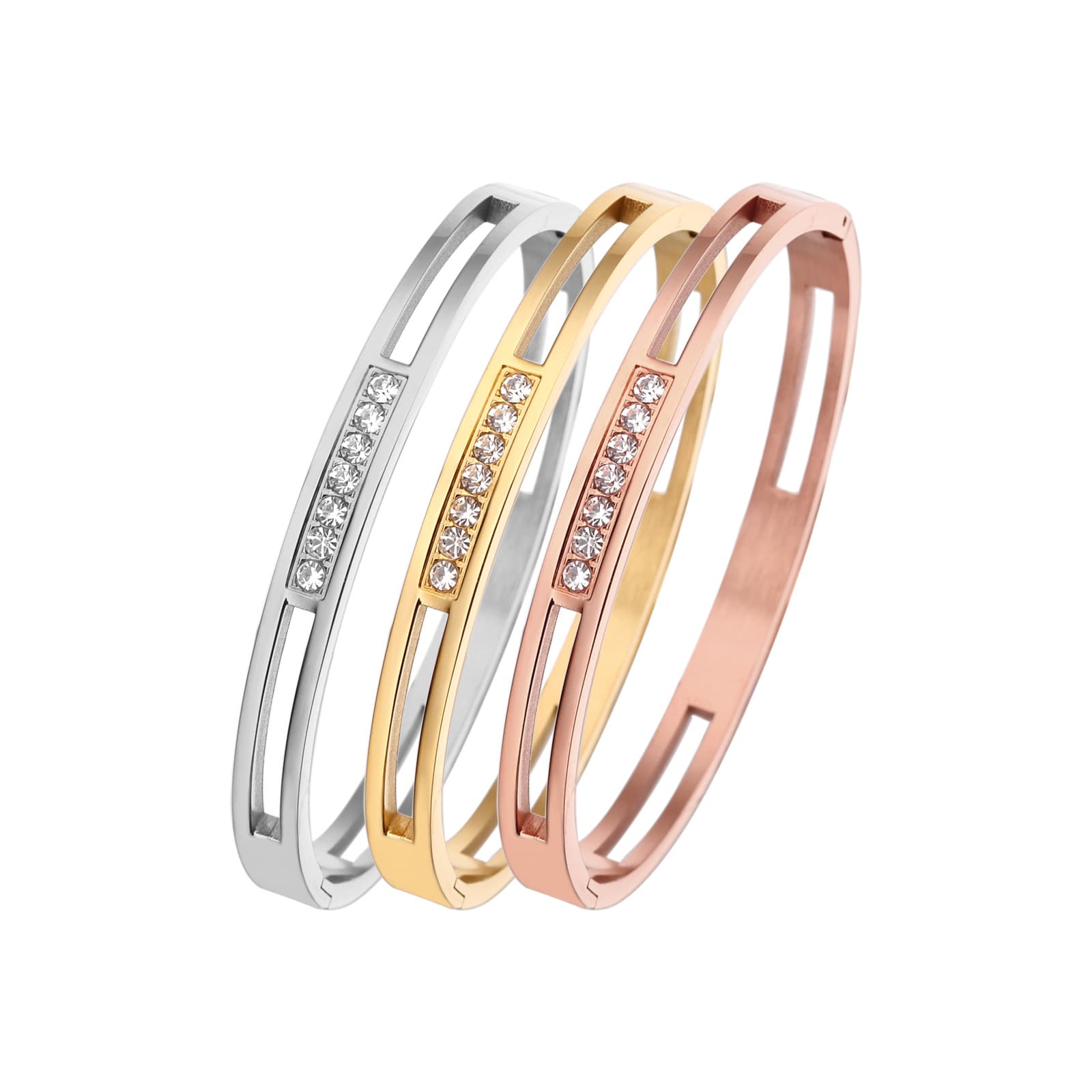 Unisex Jewelry Fashion stainless steel bracelet zircon gold titanium steel bracelet fashionable couple diamond titanium steel bracelet