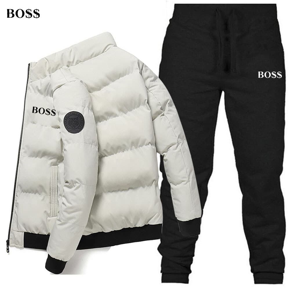 Nouveaux hommes coton veste + pantalon couleur unie imprimé ensemble de sport décontracté