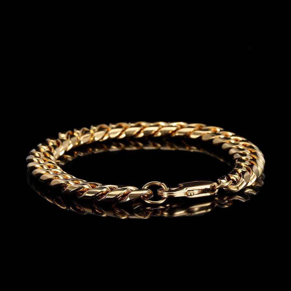 Bracelet cubain en acier inoxydable pour homme, boucle ronde, cryptage, style hip-hop, titane, or K