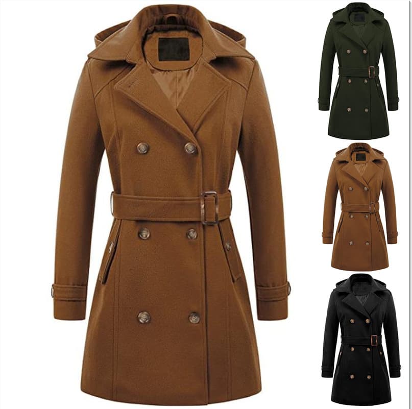Women's clothing hot order Woolen lady's coat and hooded plus-size coat