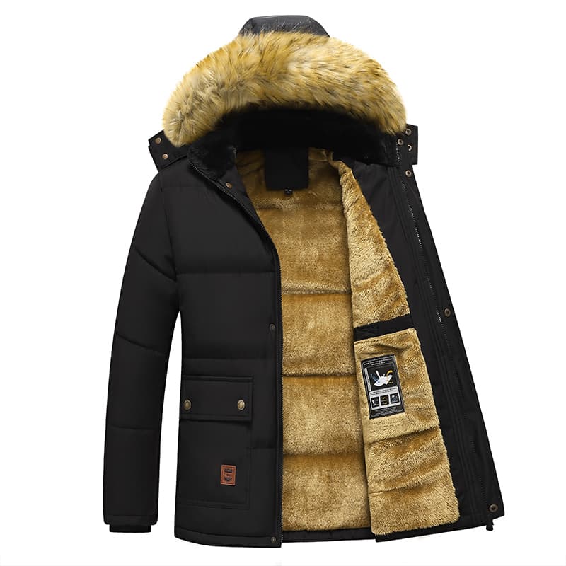 Männer 2025, Winter Neue Winddicht Fleece Warme Dicke Jacke Parkas Mantel Männer Mode Mit Kapuze Pelz Kragen Jacke Klassische Casual Parka Männer