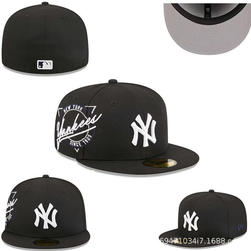 Casquette de baseball 2024 New NY, grande taille, entièrement fermée, avec pare-soleil et broderie non réglable.