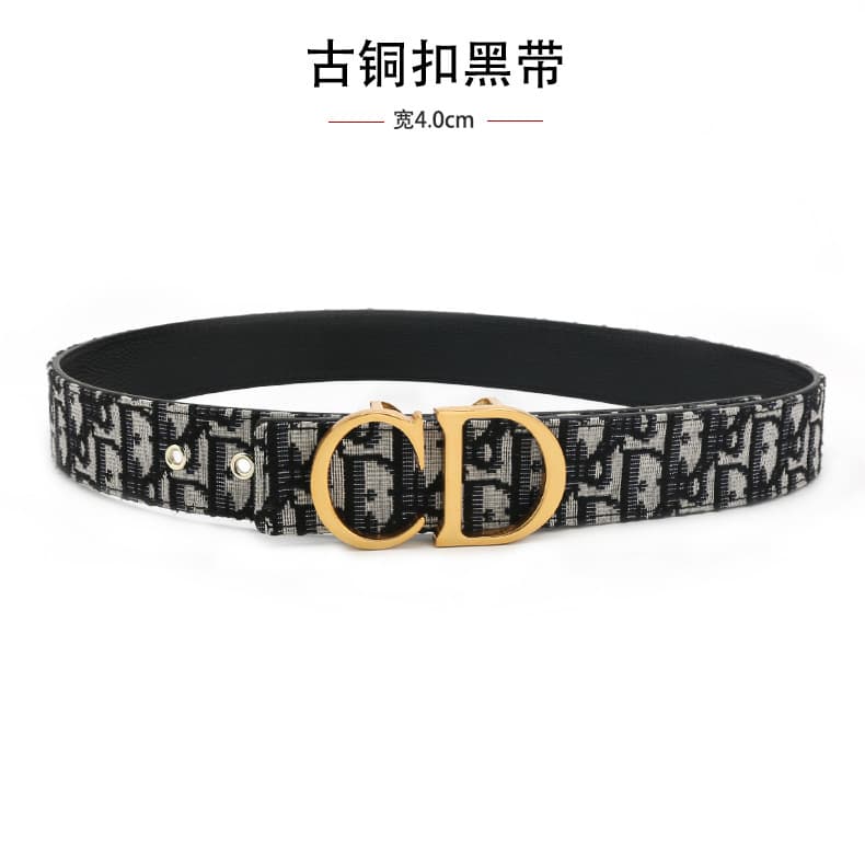 Ceinture homme en tissu uni tendance, 3,8 cm, motif litchi, boucle CD.