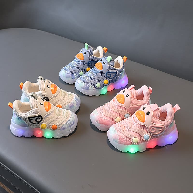 Light Up Baby Shoes Women's Spring Breathable Mesh Shoes Soft Soled Baby Toddler Shoes Little Kids Sneaker Trend