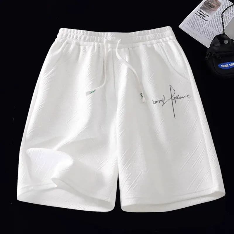 Men's Summer Shorts - Breathable Cotton Casual Shorts With Drawstring Waist Comfortable & Stylish For Outdoor & Sports (Black/White, Free Pen Design)​