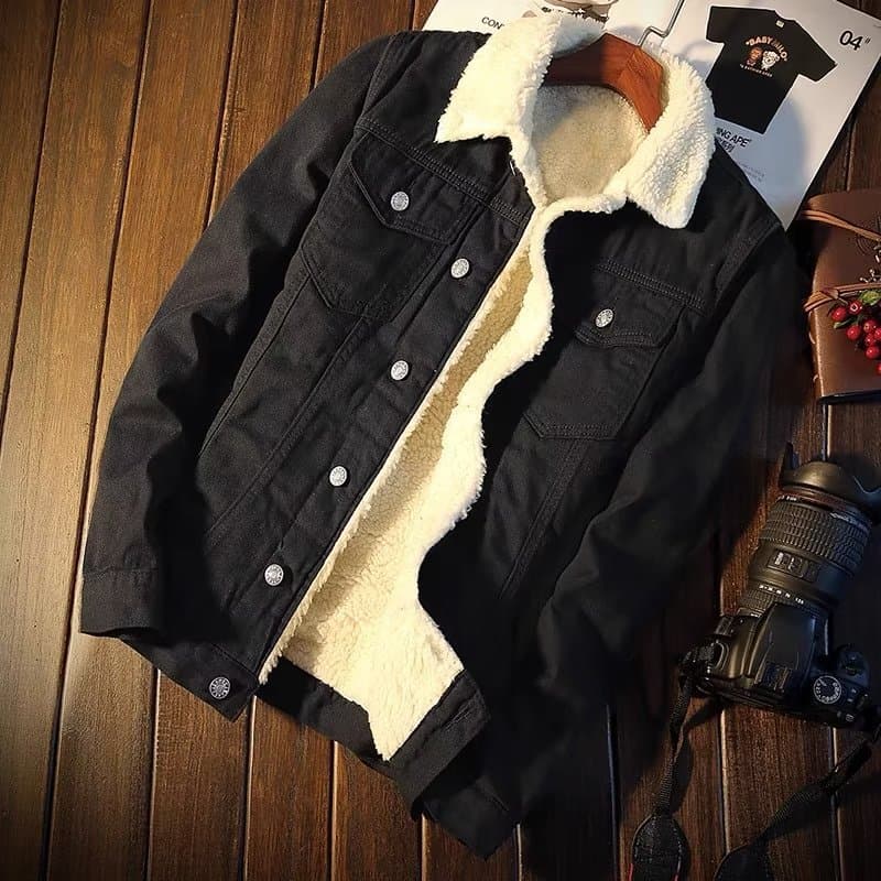 Manteau d'hiver pour homme en laine d'agneau et coton, veste en jean velours grande taille, coupe ample tendance, manteau en coton épais pour couple