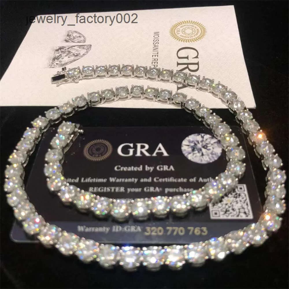 The cheapest price Hip Hop Sterling Sier 2mm 3mm 4mm 5mm 6.5mm VVS Moissanites Diamond Necklace Moissanite Tennis Chain