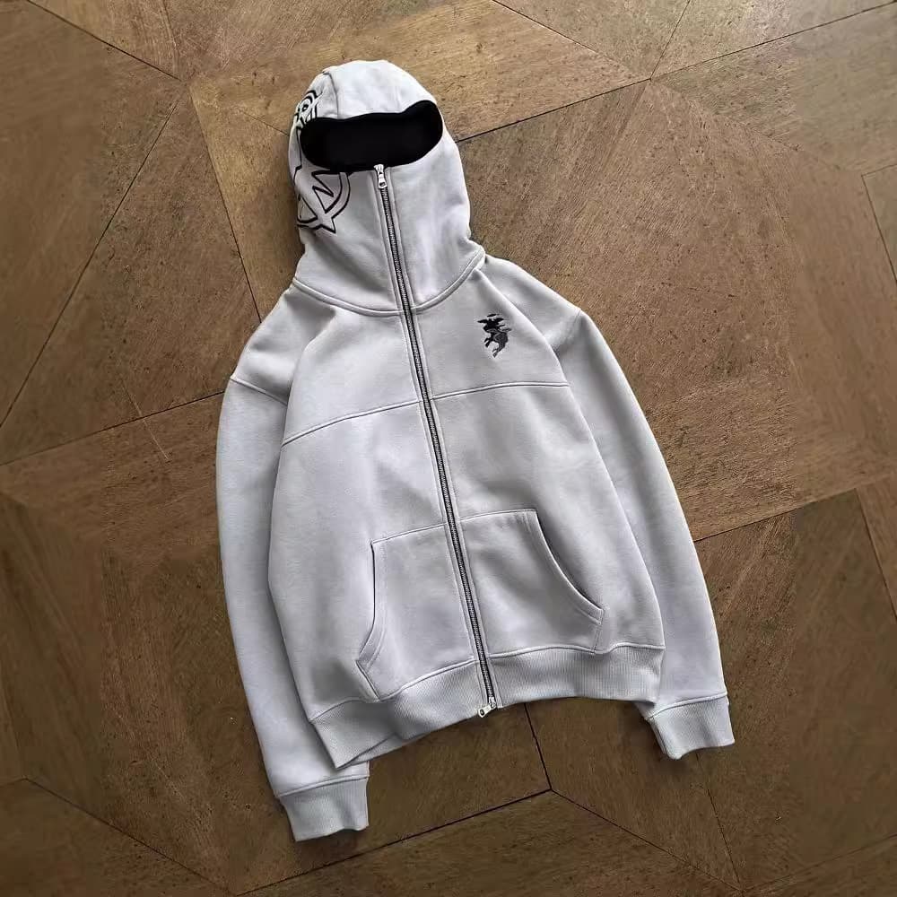 Men's Clothing new loose casual sweatshirt personality portrait cardigan hooded men and women retro jacket tops