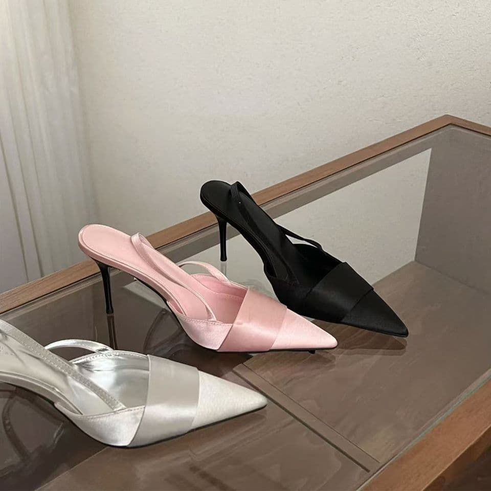 Cool Sophisticated~! Sexy Pointed-toe Satin High-heeled Shoes For Women, Elegant Stiletto Heels With A Fairy-like