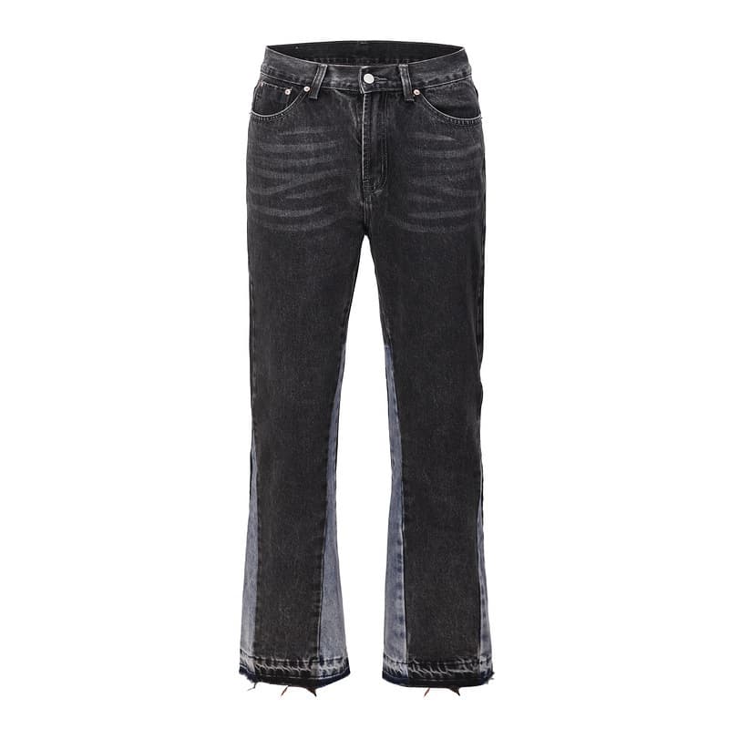 Men's Clothing high street style hip hop patchwork flared personalized jeans