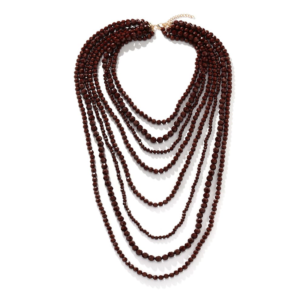 ZA Ethnic Style Multi-layer Layered Handmade Bead Necklace With Exaggerated Waterfall Shaped Long Collarbone Chain