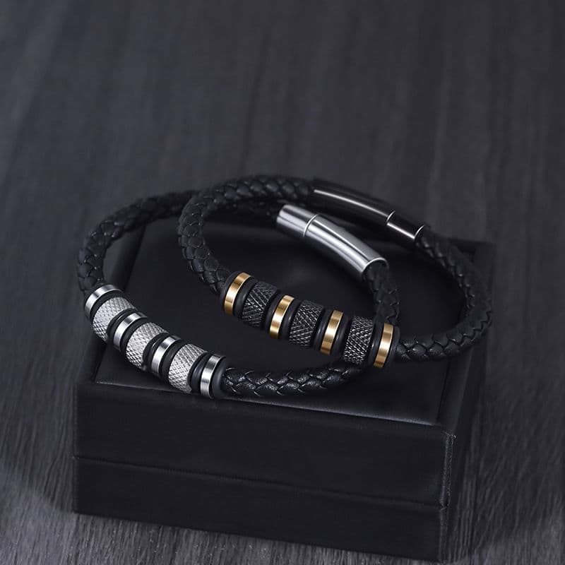 Braided Leather Rope Men's Bracelet Fashionable Personalized Jewelry Handmade Cowhide Simple