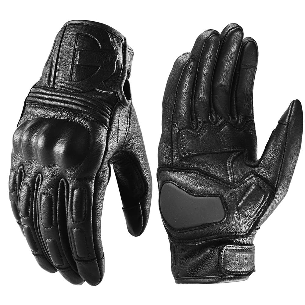 Genuine Leather Motorcycle Riding Gloves Retro Style Breathable Windproof Warm All-Season Gloves
