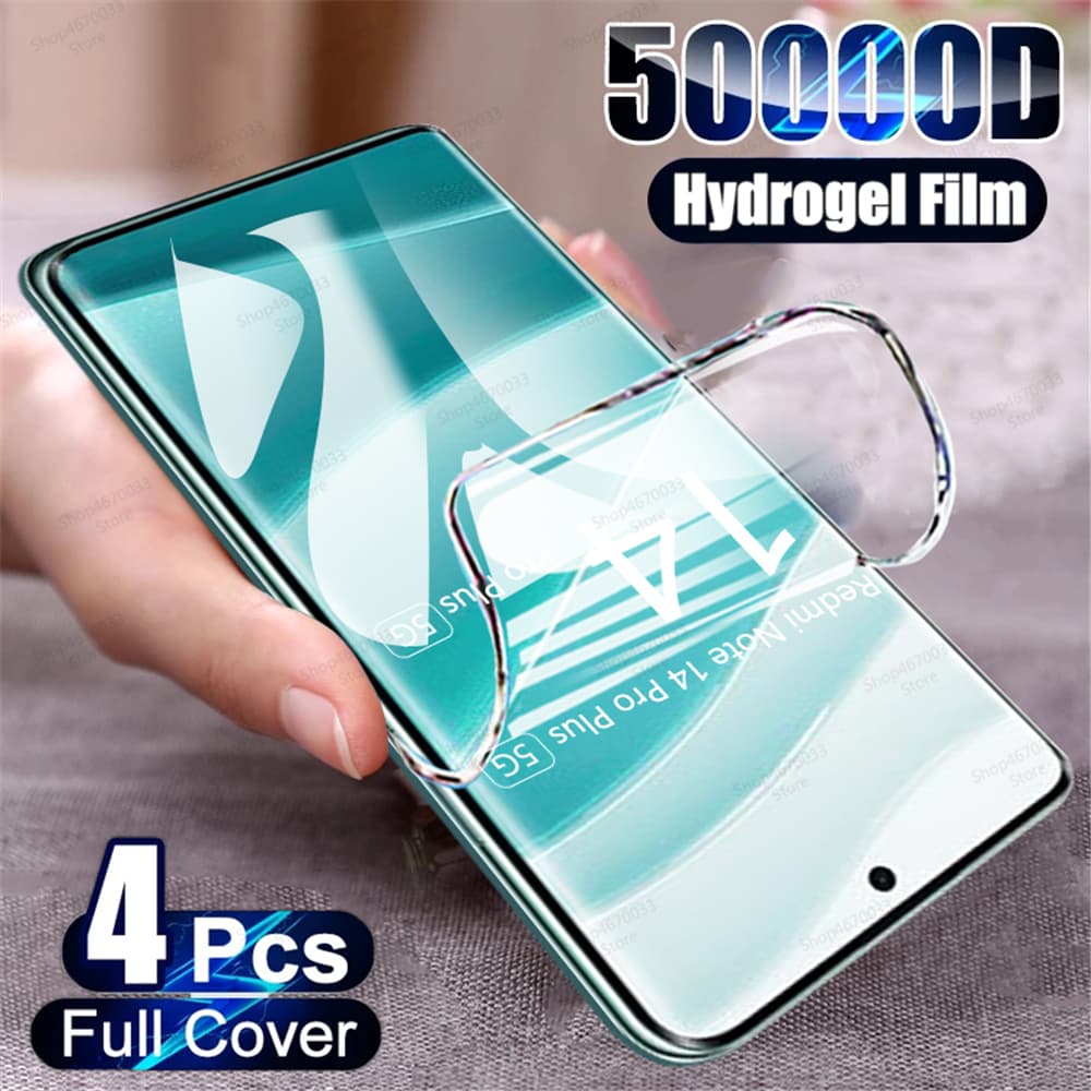 4Pcs Hydrogel Film For Xiaomi 14 13 11 10 9 8 Pro Plus 14S Screen Protector Redmi Note 12 Turbo 12S 11S 10S 10T 9S