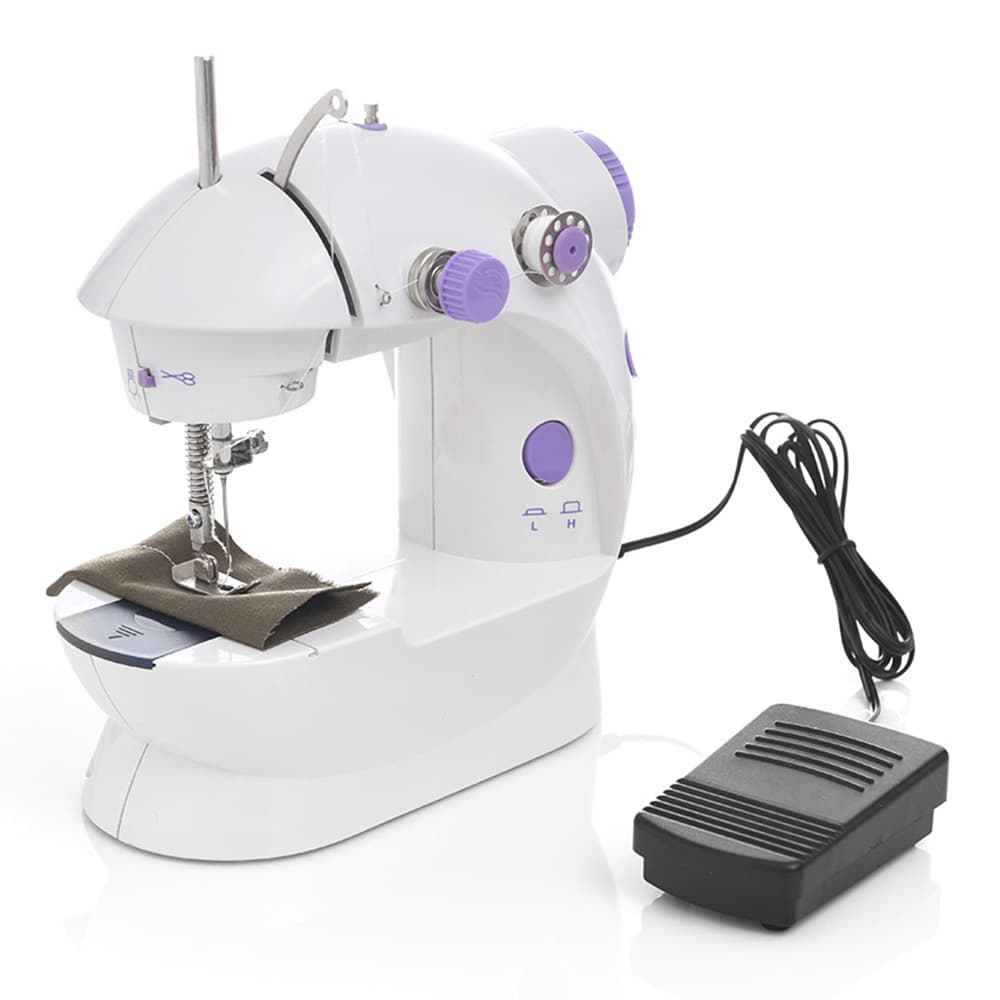 INNE Electric Sewing Machine Mini Home Small Double Speed Household Portable Night Light Foot Pedal Straight Two Thread Kit Tool