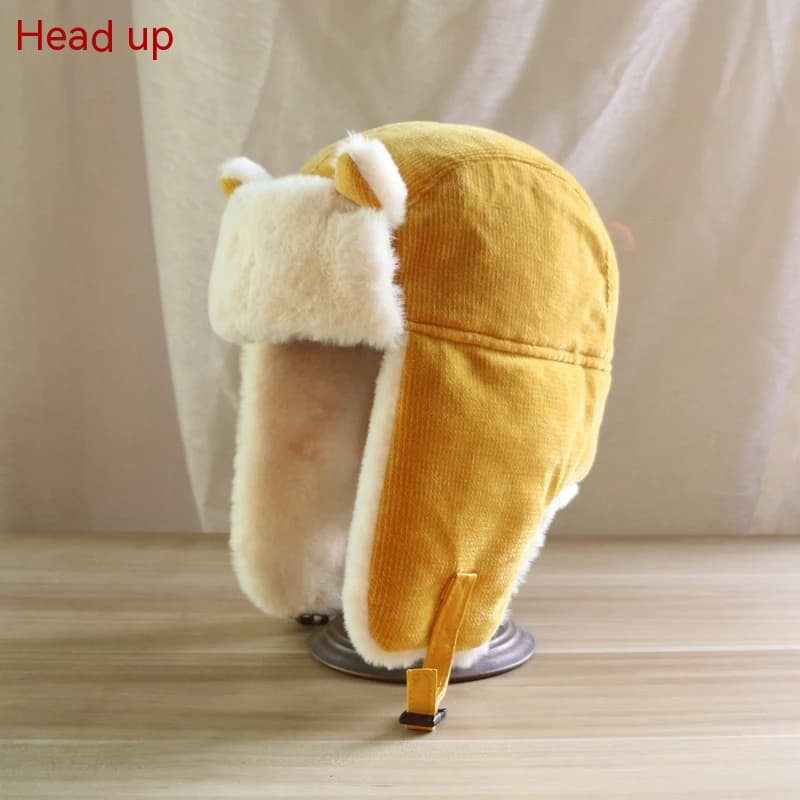 Cat Ears Ushanka Women's Korean-Style Cute Autumn and Winter Windproof Cycling Hat Winter Baby Cold-Proof Thermal Cotton Hat