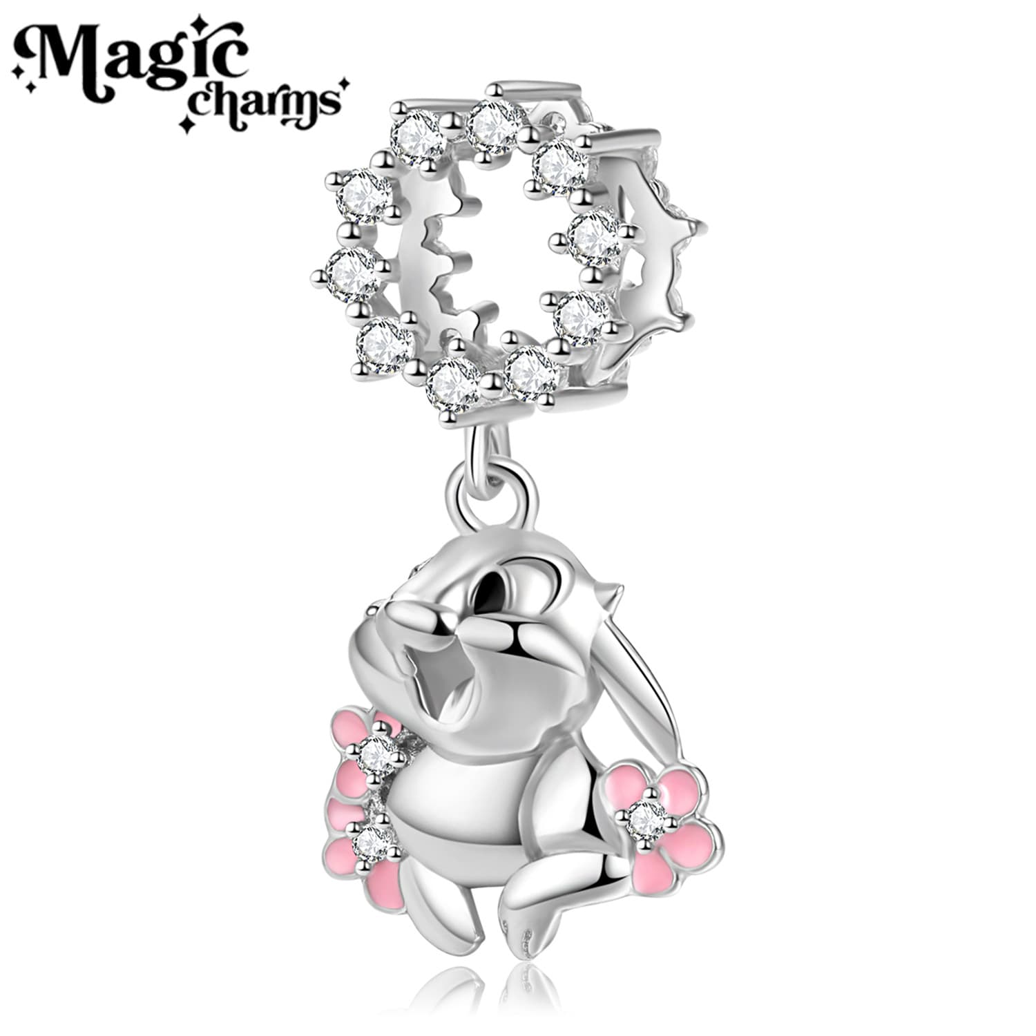 Women's Beads cute rabbit garland pendant European and American popular bracelet S925 sterling silver bracelet diy accessories pendant