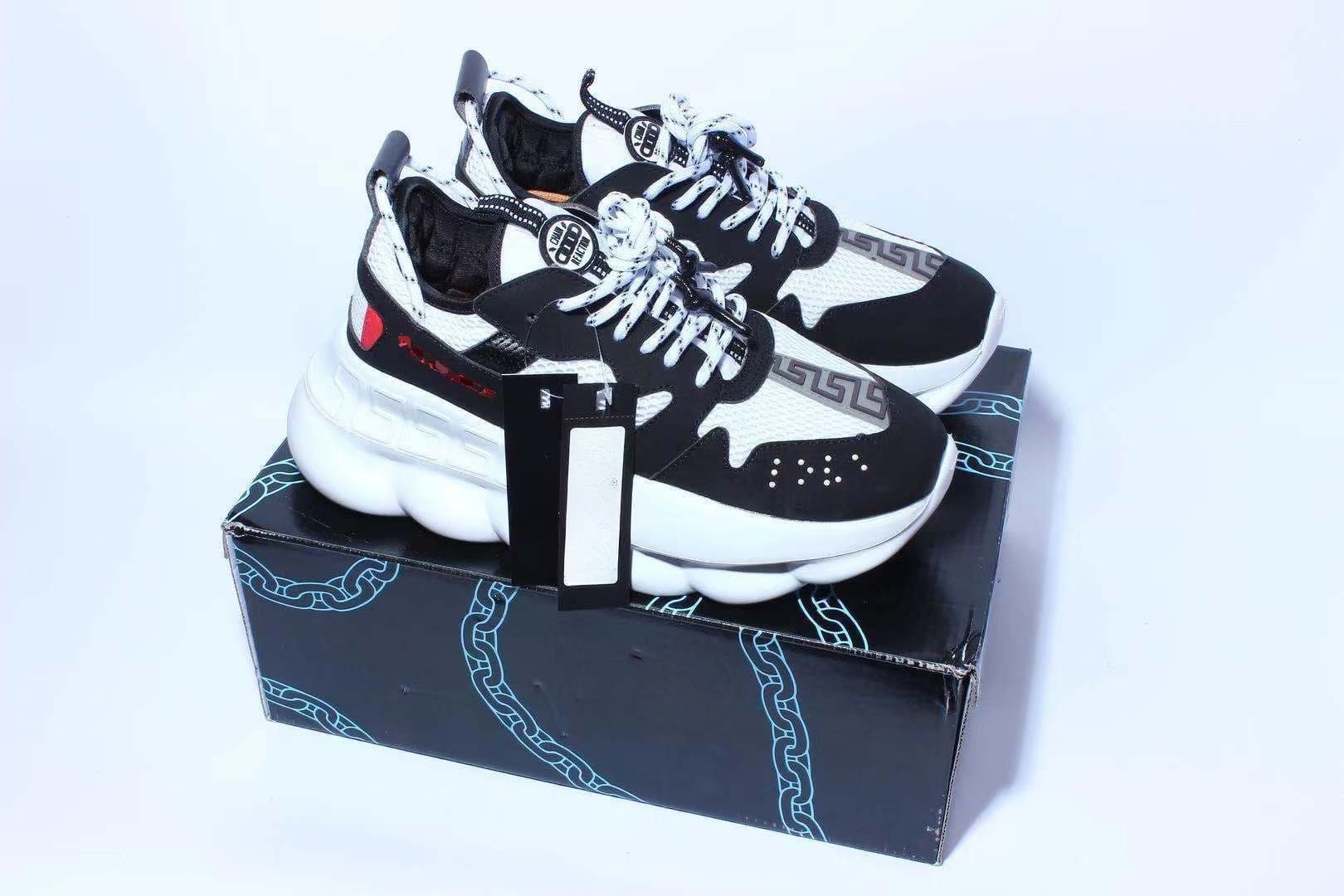 Chaussures de sport décontractées tendance Chain Reaction à tige basse, style rétro, polyvalentes, pour couples, semelle épaisse rehaussante et