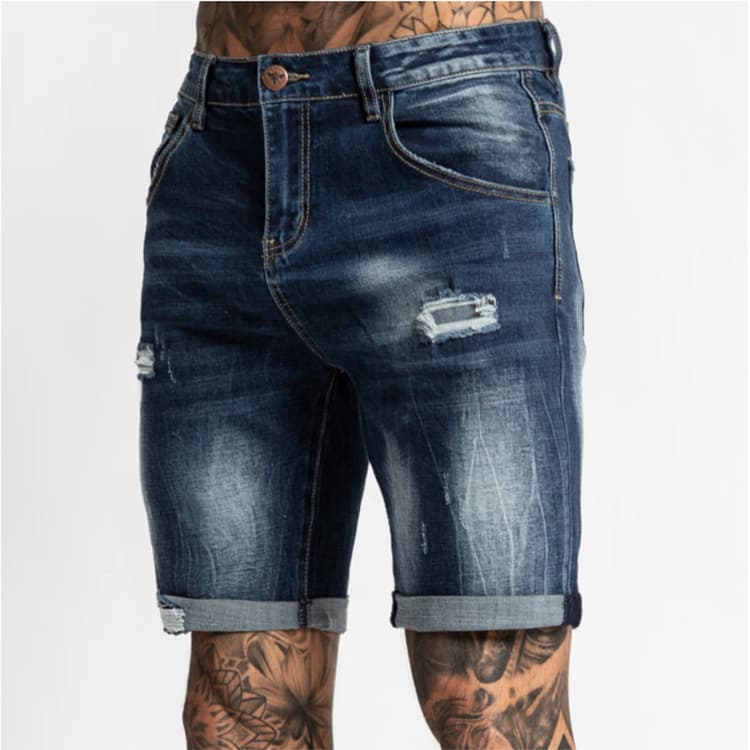 Men's Denim Shorts Trendy Black Slim High Waist Denim Shorts Men