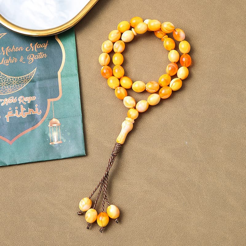 33 Beads Islamic Prayer Beads Subhah Misbaha Handmade Muslim Rosary Bracelet For Men & Women - Acrylic Dhikr Tasbih With Modern Art Design