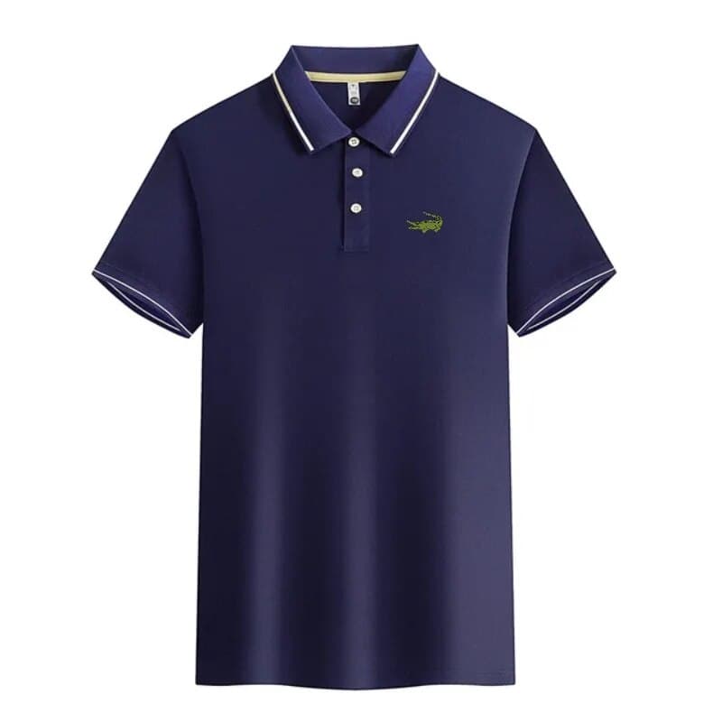 Hommes broderie marque de haute qualité tricoté glace leia col décontracté Polo côtes haut respirant à manches courtes T-shirt