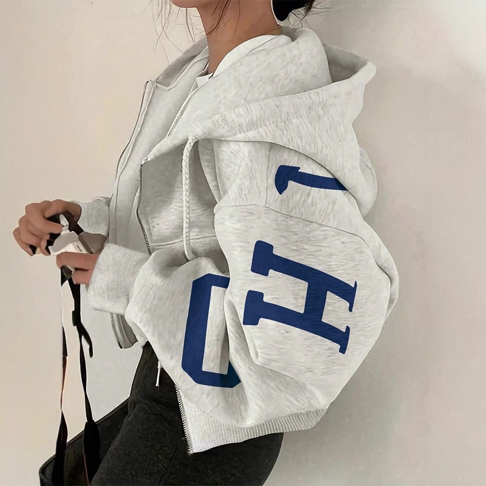 Women's Clothing Casual Fashion Printed All Match Tops Long Sleeved Sweatshirt