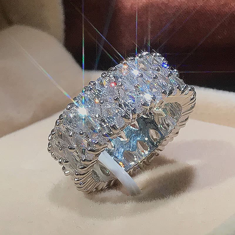 Jewelry & Accessories fashion style hot sale New AAA grade double row drop shaped zircon ring fashion ring accessories