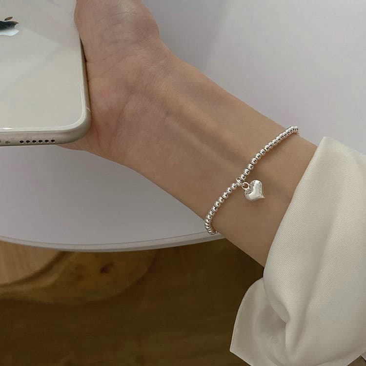 Light luxury niche love star small silver bead bean bracelet Baroque pearl bracelet female all match hand jewelry