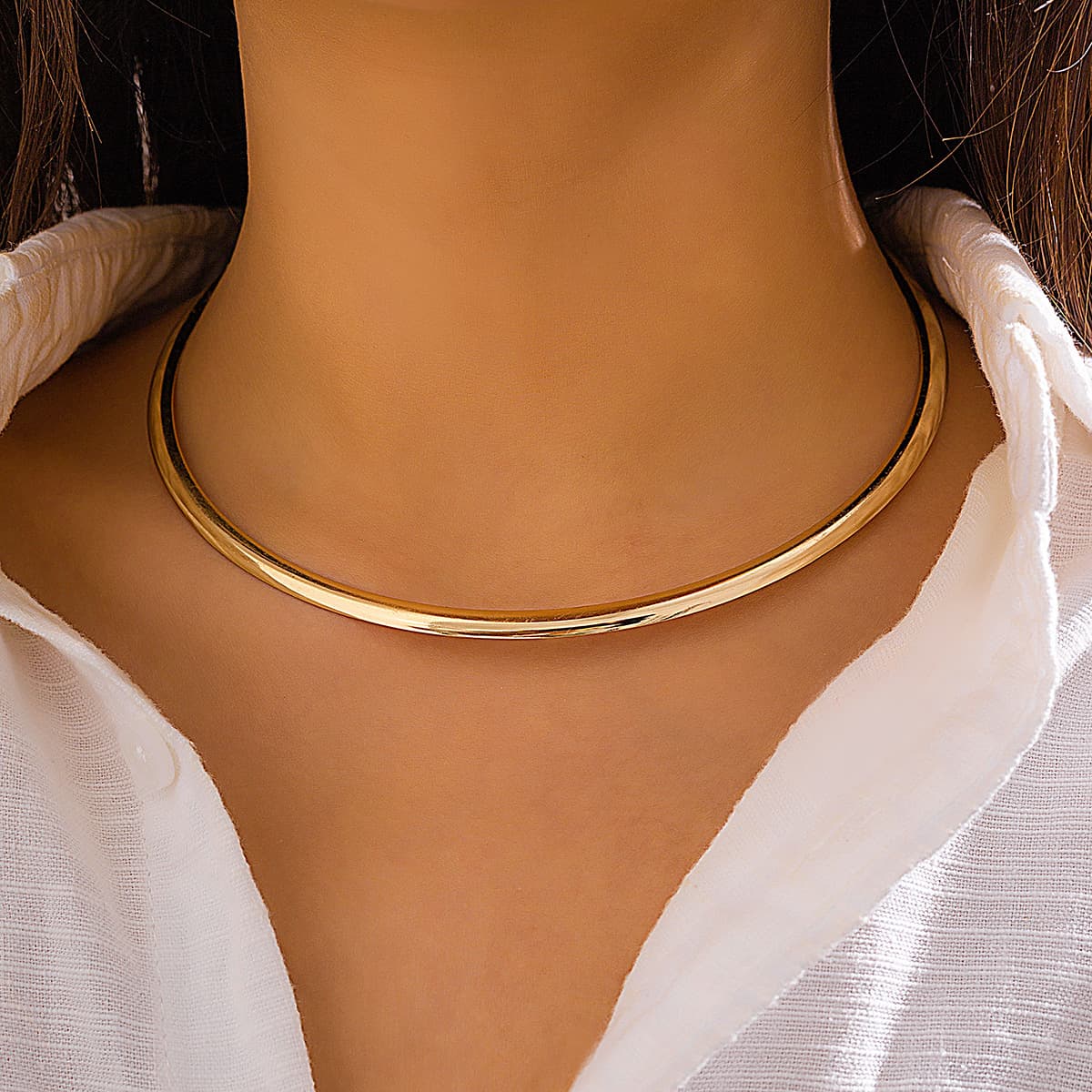 High-end Niche Minimalist Necklace Punk Smooth Circle Ring Cold Style Choker