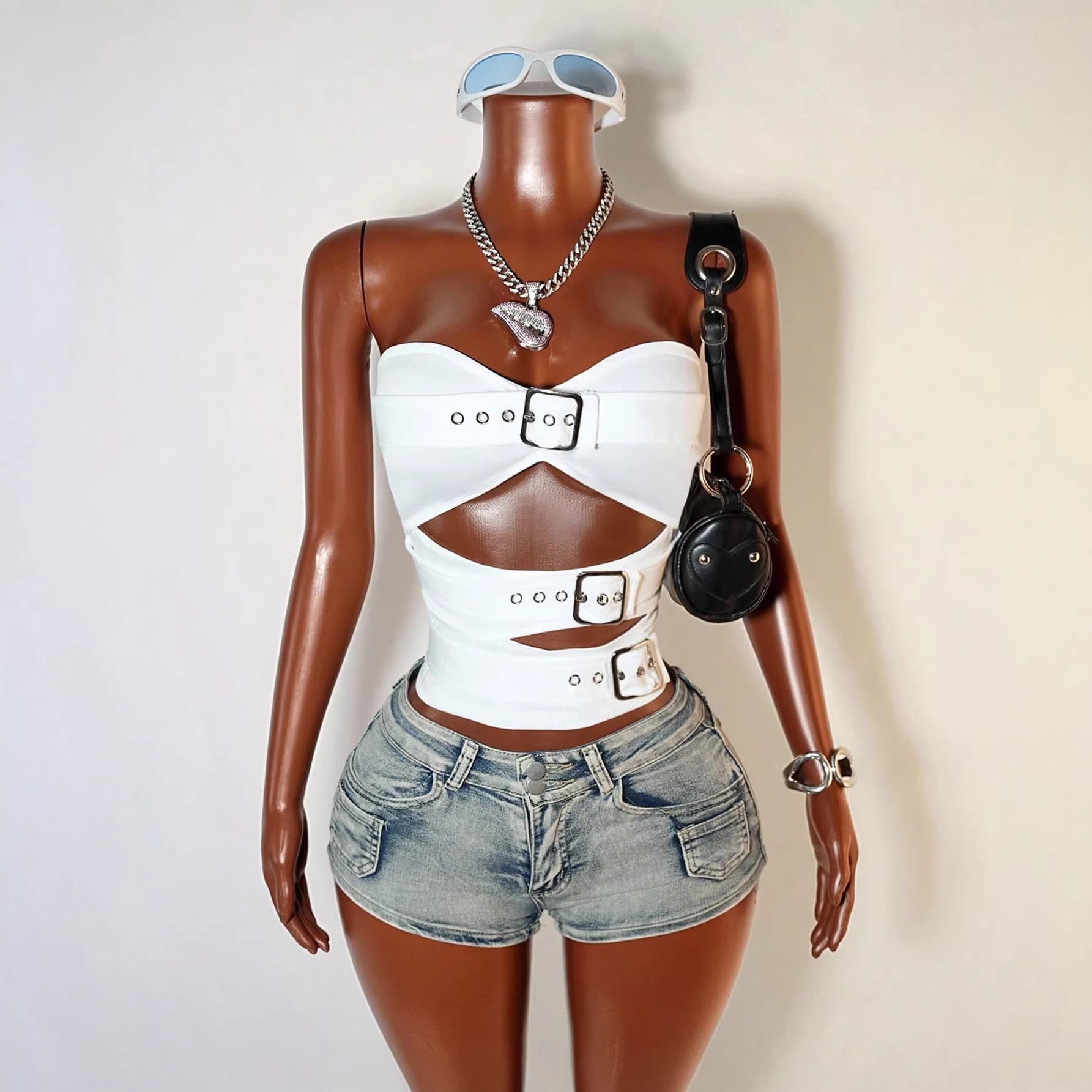 Off-Shoulder Strapless Bralette Sexy Hollowed Out Top Trendy Street Style Short Vest For Women Summer Fashion Polyester