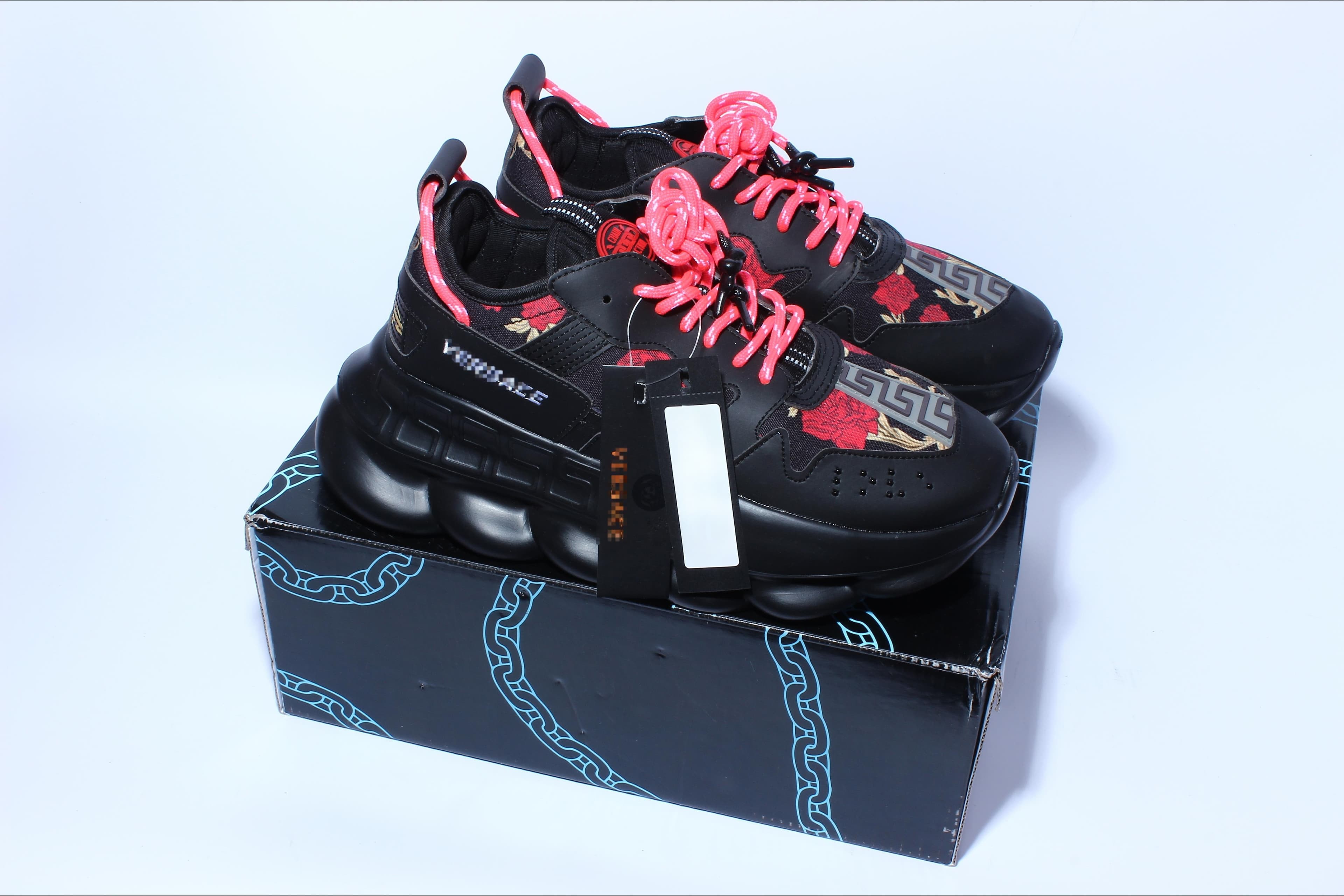 Chaussures de sport décontractées tendance Chain Reaction à tige basse, style rétro, polyvalentes, pour couples, semelle épaisse rehaussante et