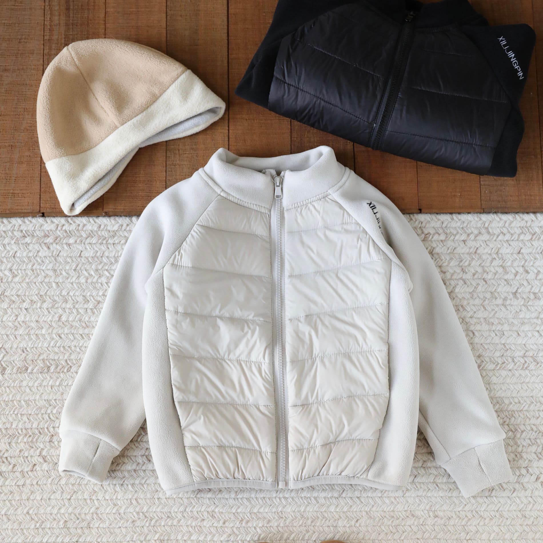 ​​Kids' Sherpa-Lined Puffer Jacket – 90% White Duck Down, Lightweight For School & Play (Black/Gray/Pink/White), 90-160cm​​
