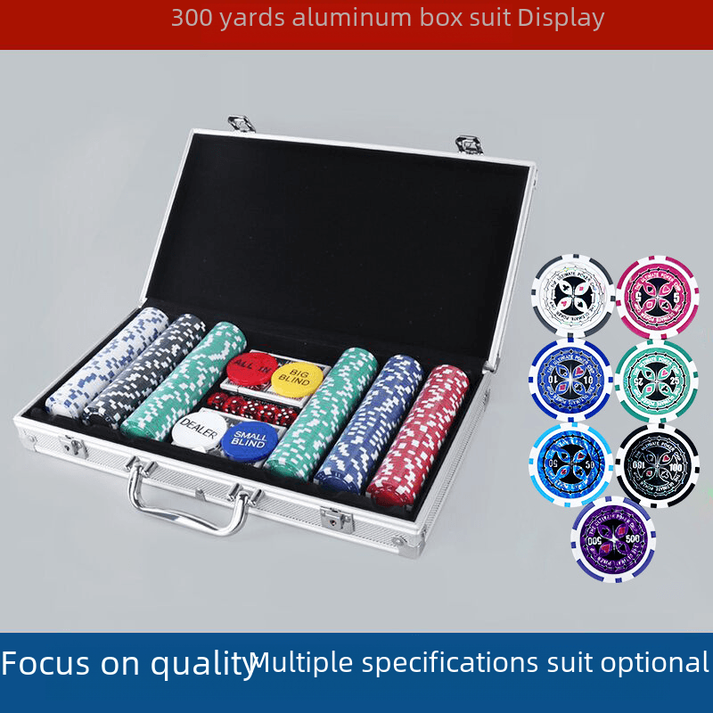 Numerical 300 Pieces Of Plastic Chip Token Chess Room Token Aluminum Box Poker Set