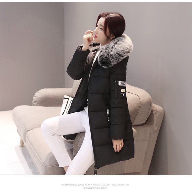 Veste d'hiver coréenne cintrée et chaude pour femme, matelassée en coton, manteau long grande taille pour femme